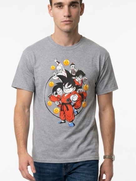 Dragon Ball Z Goku Gohan Tien Graphic Tee Mens Large Gray Short Sleeve Shirt